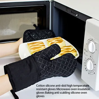 4 Adet / takım Fırın Silikon yapışmaz Eldiven Pişirme Barbekü BARBEKÜ Eldivenler ısıya dayanıklı termal Yalıtkan Mikrodalga Fırınlar eldiveni