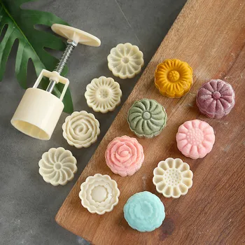 Mooncake Kalıp Seti DIY Plastik Hamur İşleri Kek Pistonları El Basın Mooncake Kalıp Pişirme Aracı Ev Aksesuarları