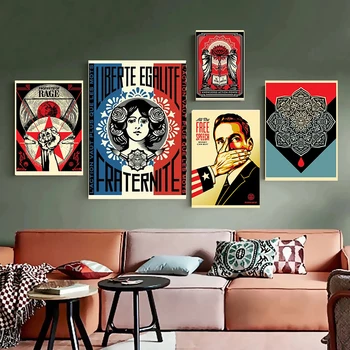 Soyut Shepard Fairey Tuval Boyama Posteri ve Baskılar Duvar Sanatı Vintage Özel İtaat Sanat Oturma Odası Ev Dekor Resimleri