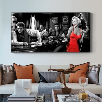 James Dean Marilyn Monroe Elvis Presley Tuval Resimleri Posterler ve Baskılar Duvar Sanatı Resimleri ıçin Oturma Odası Dekor (Çerçeve Yok)
