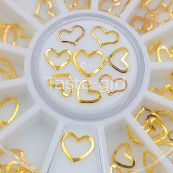 2 Boyutları altın 3D metal hollow kalp tasarım çerçeve charms tekerlek Nail Art Dekorasyon güzellik Manikür Şekillendirici Araçları accessoires