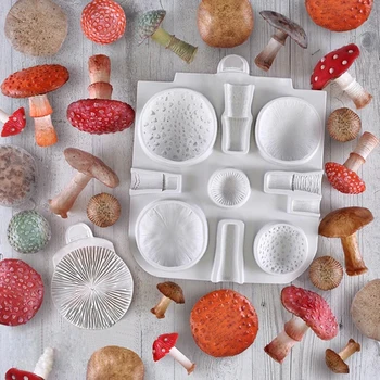 XiaoXiang Mantar Silikon Fondan Kalıpları Düğün Pastası Dekorasyon Araçları, Kek Kalıpları Pişirme Çikolata Reçine Kalıpları M2045