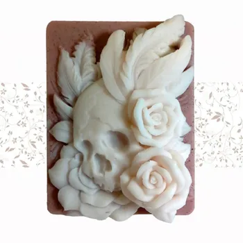 silikon kalıp Kafatasları ve Güller el yapımı sabun Kalıp DIY kek dekorasyon araçları PRZY yüksek kalite toptan