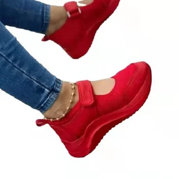 Kalın tabanlı Kadın Ayakkabı 2022 Moda Örgü Nefes Kama ayakkabı Kadın Ayakkabı Bayanlar Rahat spor ayakkabılar Zapatillas Mujer