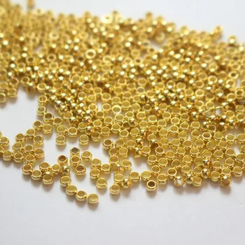 Bakır kaplama 18 k hakiki altın boncuklu aksesuarları boncuk serisi yuvarlak boncuk sapan toka konumlandırma boncuk