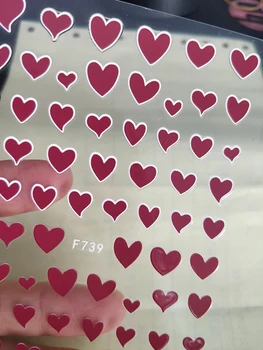 Yeni 3D Tırnak Sticker Tatlı Kırmızı Aşk Kalp Nail Art Süslemeleri Folyo Çıkartmaları Manikür Kaydırıcılar Aksesuarları