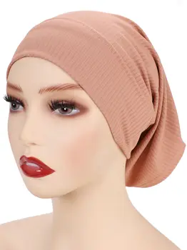 Pamuklu jarse Başörtüsü İç Kapaklar islami türban kap İslam Underscarf Nervürlü Kaput şapka kadın kafa bandı tüp başlığı turbante mujer