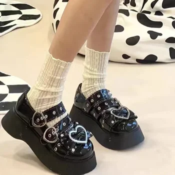 Moda Lolita Ayakkabı Kadın Platformu Mary Janes Pompaları Takozlar Yüksek Topuklu Sandalet kadın Pompaları Parti Gotik tasarım ayakkabı Kızlar