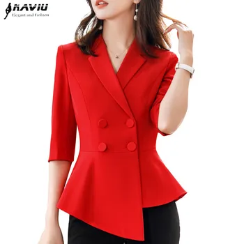 Kadın Kırmızı Blazer Ince Bahar Sonbahar Yeni Zarif Ofis kadın ceketi OL Mizaç Resmi iş kıyafetleri