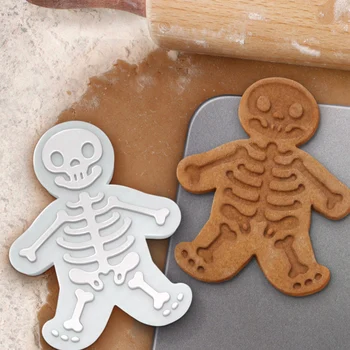 1 ADET Cadılar Bayramı kurabiye kesici 3D Plastik Zencefilli Kurabiye İskelet Bisküvi Kalıp Fondan Pasta Hamur Noel Çerez mutfak gereçleri
