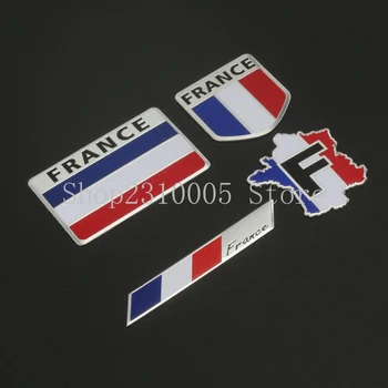 10 ADET Fransa Bayrağı İnce Alüminyum Etiket Amblemi Krom Araba Styling Sticker Uzun Kare Kalkan Düzensiz Peugeot Renault Citroen