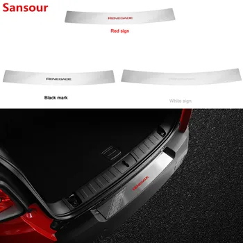Sansour Çelik İç Araba Arka Tampon Dekorasyon Şerit Kapı Eşiği Koruma Plakası Jeep Renegade 2015-2017 için Araba Aksesuarları