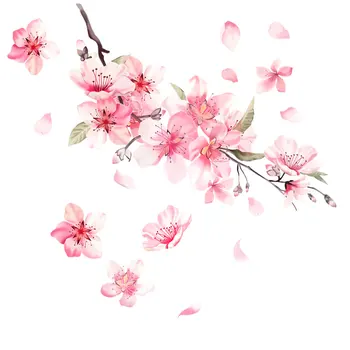 Noizzy Oryantal Kiraz Çiçeği Vinil Aşk Araba Oto Çiçek Charm Sticker Pembe Çıkartması Vurgulamak Pencere Otomobil Romantizm Dekor