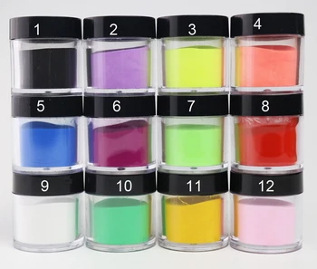 12 çeşit Renk Akrilik Toz Tırnak Sanat Poudre Acrylique Renkli Akrilik Monomer Acrylverf Nagels Polvos Acrilicos Ongles Seti