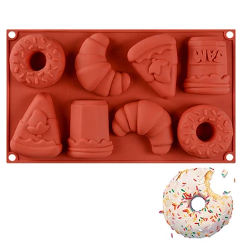 8 Kavite Hollow Donuts Silikon Kek Kalıbı çikolatalı mus Tatlı Pasta Dondurma Pişirme Kalıp Bakeware Dekorasyon Araçları