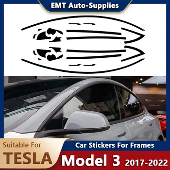 Araba Pencere Çerçevesi Çıkartmaları Tesla Modeli 3 2022 Aksesuarları PVC Çıkartması Kapı Kolu Siyah Korumak Siyah Dış Dekor Trim Seti
