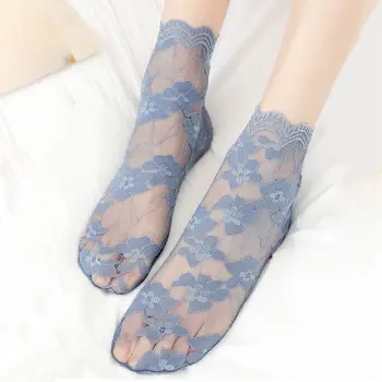 Kadın İnce Dantel Fırfır Kısa Örgü Çorap Moda Nefes Şeffaf Görünmez Düşük Üst Kadın İçi Boş Çorap