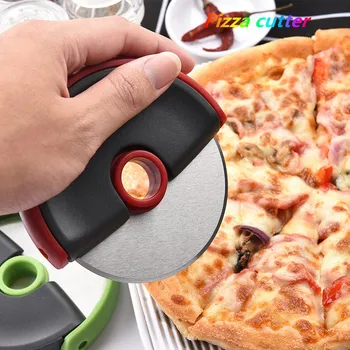 Paslanmaz Çelik Pizza Kesici Yuvarlak Pasta Kafes Kesme Makinası Plastik Rulo Bıçak Mutfak Aksesuarları Pişirme Araçları