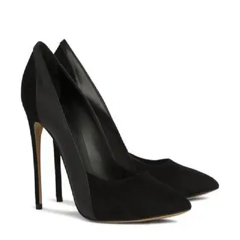 Bahar yeni ekleme süet 12CM süper yüksek topuklu stiletto tek ayakkabı ziyafet elbise büyük boy moda günlük kadın ayakkabısı