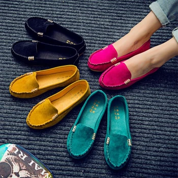 Rahat düz ayakkabı İlkbahar Sonbahar Düz Kadın Ayakkabı Fişleri Yumuşak Yuvarlak Ayak Artı Boyutu Denim Flats Kot Loafer'lar Zapatos mujer