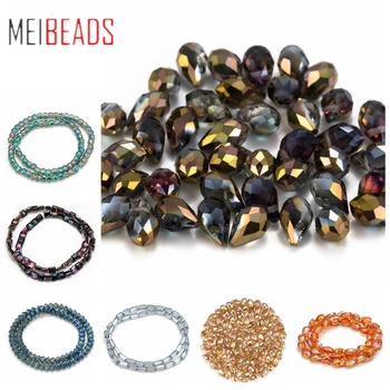 MEIBEADS Moda Renkli Düzensiz dağınık boncuklar Faceted Pürüzsüz Cam Boncuk DIY Takı Yapımı için Bulgular Bilezik Bileşenleri