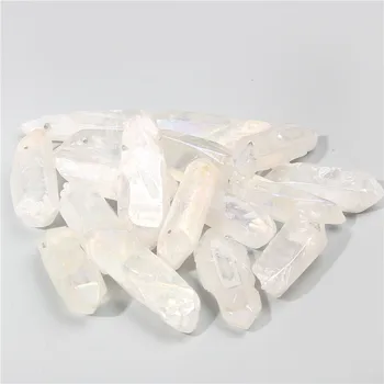 10 Adet Doğal Beyaz Kristal Kuvars Noktası Boncuk 6-10mm*25-40mm Gem Boncuk AB Flaş Temizle Kuvars Delinmiş Cilalı Sopa Taş