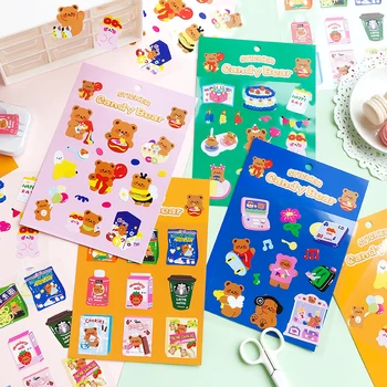 Kawaii Şeker Ayı Çıkartmalar Scrapbooking Dekoratif Sticker Kore DIY Günlüğü Albümü Sopa Etiket Sevimli Kırtasiye