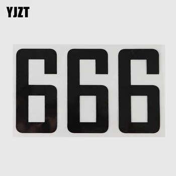 YJZT 15 CM * 8.8 CM Yaratıcı 666 Numaraları Motosiklet Yarış Sticker Süslemeleri Araba Styling ve Çıkartmaları 13D-0459