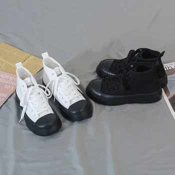 Kadın Sneakers Tuval Rahat Bayanlar Moda Yeni Rahat Yüksek Top ayakkabı kadın Platformu Flats vulkanize ayakkabı Kore Tarzı AD-97