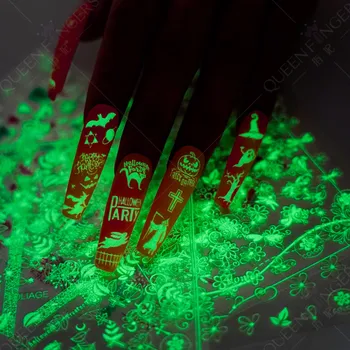 1 Adet-Aydınlık Yarasa / Örümcek / Kabak Cadılar Bayramı Çıkartmalar Noel Çıkartmaları Kaymak Karanlıkta Glow 3D Manikür Sticker 31.10 / Dec.