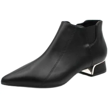 2022 Moda Çizmeler Kadın Kış ayakkabı Sivri Burun Marka Ofis Bayan Ayakkabıları Siyah yarım çizmeler Kadın parti ayakkabıları Artı Boyutu 41 A4094