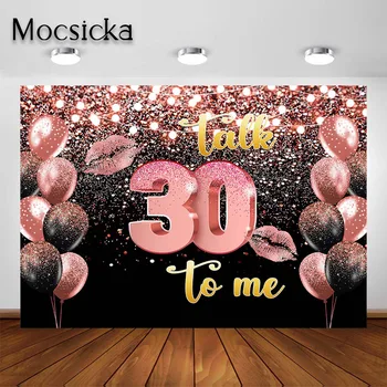 Mocsıcka 30th Doğum Günü Partisi Zemin Konuşma Otuz bana Gül Altın Kadın Kızlar Doğum Günü Partisi Süslemeleri Arka Plan Fotoğraf Çekimi için
