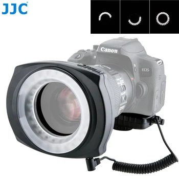 JJC Kamera LED Flaş Makro Yakın Çekim LED Flaş Halka Lamba Speedlite Makro halka ışık Canon Nikon Sony Olympus için Adım Halkaları ile