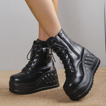 Kadın Botları 2022 Kış Yeni Punk Sokak Ayakkabı Kadın Platformu Yüksek Topuklu Çizmeler Kız Cosplay ayakkabı Kadın Takozlar Ayakkabı Patik