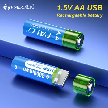 PALO AA 1.5 v Li-İon USB şarj edilebilir pil 3000mWh 1.5 V AA Lityum şarj edilebilir pil 1.5 V AA Piller Uzaktan Kumanda için