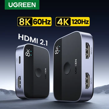 UGREEN HDMI dağıtıcı 8K 60Hz 4K 120Hz 2 in 1 out TV Xiaomi Xbox SeriesX PS5 / 4 HDMI Kablosu Monitör Projektör HDMI 2.1 Switcher