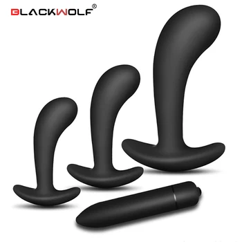 BLACKWOLF Silikon Anal Plug Mermi Yapay Penis Vibratör Anal Seks Oyuncakları Kadınlar İçin Erkek prostat masaj aleti Butt Plug Eğitim Seti Oyuncak