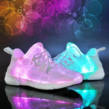 Aydınlık Sneakers parlayan Light Up ayakkabı erkekler kadınlar için ayakkabı beyaz LED Sneakers yanıp sönen ayakkabı ışık ile yetişkin için