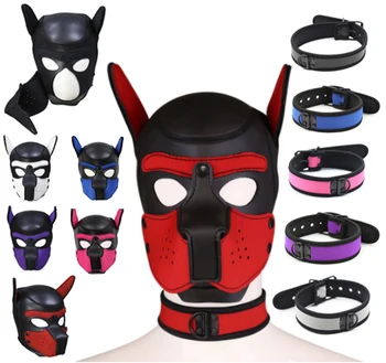 Yavru Oyun Köpek kaput Maskesi, Köle Tam Kafa Esaret Neopren Maskeleri, Yavru boyunluk, Pet Roleplay Bdsm Erotik Seks Oyuncak Kadınlar Erkekler İçin