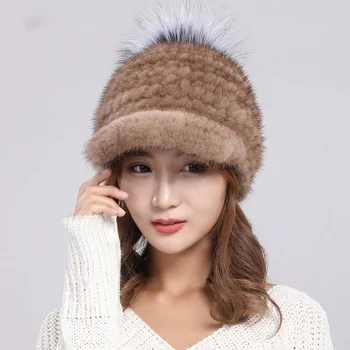 Kadın Yüksek Elastik Kürk Şapka Gerçek Vizon Şapka şapka kadın Çok Renkli Sonbahar Ve Kış Şapka 2022 Sıcak