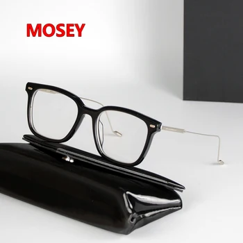 Kore Nazik MOSEY Marka GM Titanyum Optik Gözlük Çerçevesi Kare Gözlük Erkekler Kadınlar Miyopi Reçete Okuma Gözlükleri