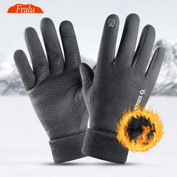 Kış Eldiven Erkekler İçin Rüzgar Geçirmez Sıcak Kalın İş erkek eldivenleri Cilt Dostu dokunmatik ekran eldiveni Gece Sürme Yansıtıcı İşareti