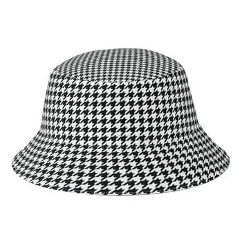 Yeni Unisex Balıksırtı Siyah Ve Beyaz Desen Kova Şapka Kadın Sonbahar Güneş Koruyucu güneş şapkası Erkekler Açık Seyahat Balıkçı Şapka