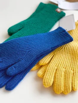 Kış kadın eldivenleri Dokunmatik Ekran Uzun Beyaz Mavi Erkek ısıtmalı eldiven Örme Kadın Mitten Açık 2022