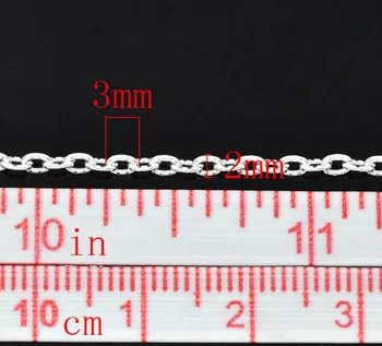 8 Mevsim Moda Demir Bazlı Alaşımlı Dokulu Bağlantı kablo zinciri Bulguları Gümüş Kaplama DIY Takı Yapımı 3x2mm (1/8