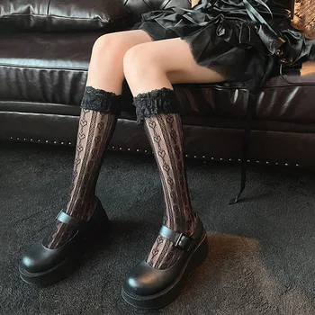 Kadın Lolita Çorap Dantel Kalp Dantel JK Japon Sevimli Çizmeler Çorap Kelebek Harajuku Cosplay Gotik Elbise Kawaii Komik