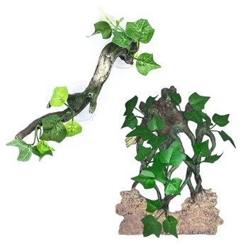 Akvaryum Sürüngen Vantuz ile Ağaç Dalları Teraryum Bitki akvaryum Dekorasyon Asma Amfibi Kertenkele, Yılan için Tırmanma 