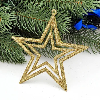 1 ADET Yılbaşı Ağacı Süsleri Malzemeleri Kesme Beş Köşeli Yıldız Noel Süs Boyutu 11CM Glitter Toz Parti Tatil Kolye