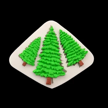3 Noel Ağacı 100 % Platin Silikon Sugarcraft Kalıp, fondan Kek Dekorasyon Araçları Bakeware