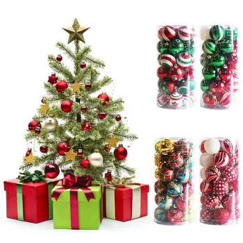 30 Adet / takım Noel Çam Ağacı Süsleme 6cm Yılbaşı Ağacı Asılı Top Kolye Kırmızı Yeşil Altın Top Süsler Yeni Yıl Dekorasyon